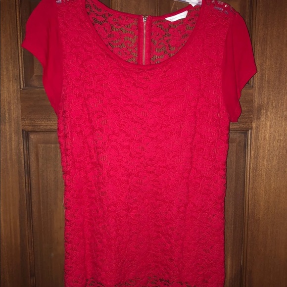 New York & Company Tops - Red lace blouse